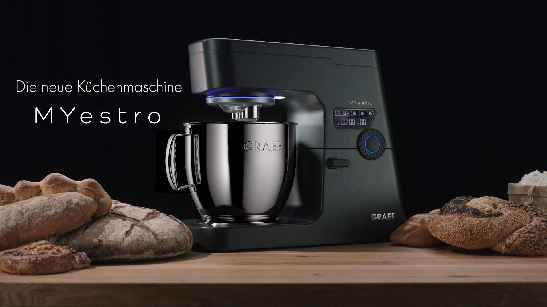 Myestro kitchen machine, bread, wood, black, Graef, baking, kitchen, food, design, modern