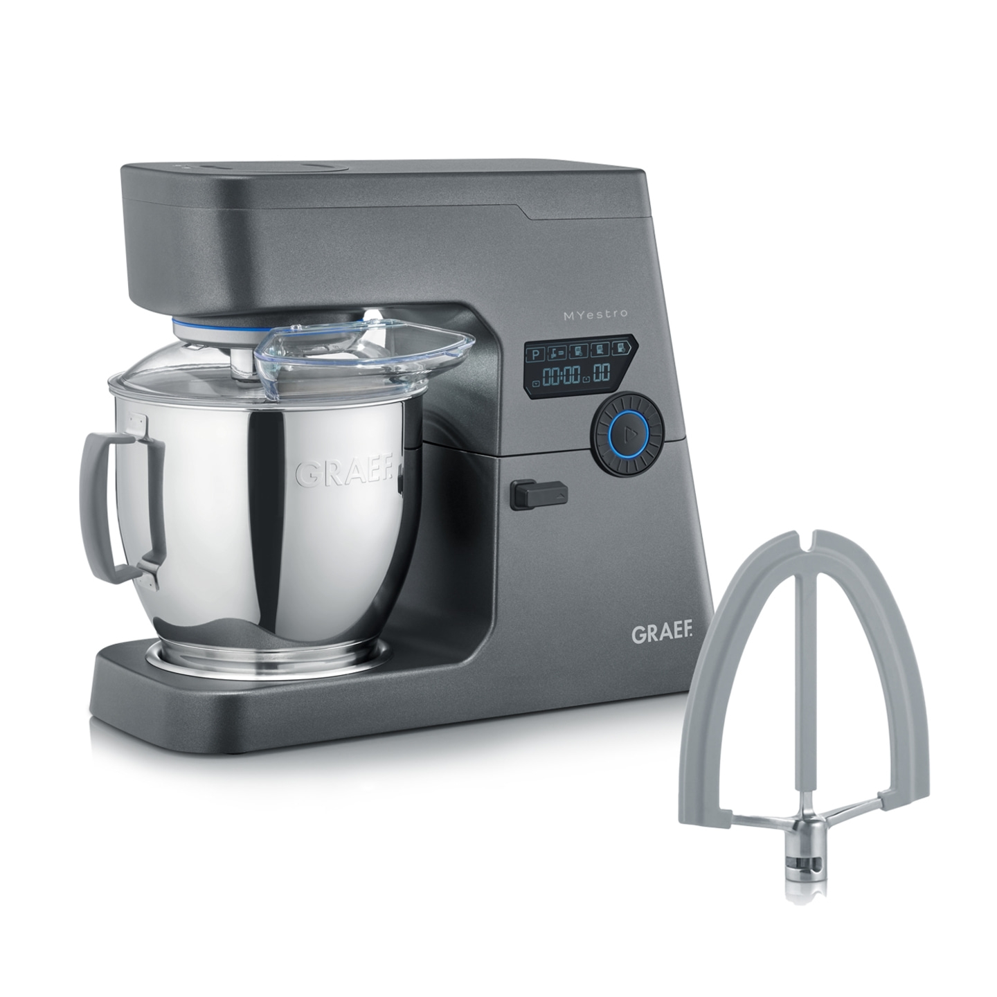 Graef MyYestro Küchenmaschine mit Zubehör und Schüssel, grau