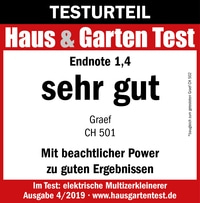 Test result Haus & Garten Test, Endnote 1.4, very good, Graef CH 501, results