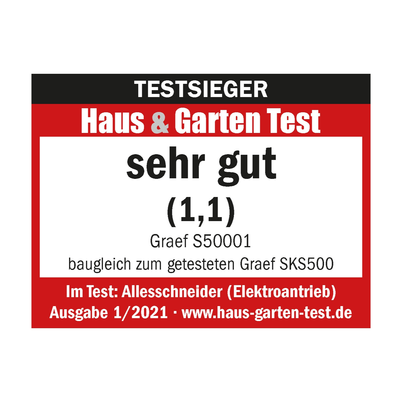 Testsieger Haus & Garten Test, sehr gut (1,1), Graef S50001, Allesschneider, Ausgabe 1/2021