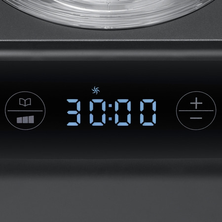 Digitalanzeige mit Zeit 30:00, Symbolen und Plus-Minus-Tasten für Einstellungen