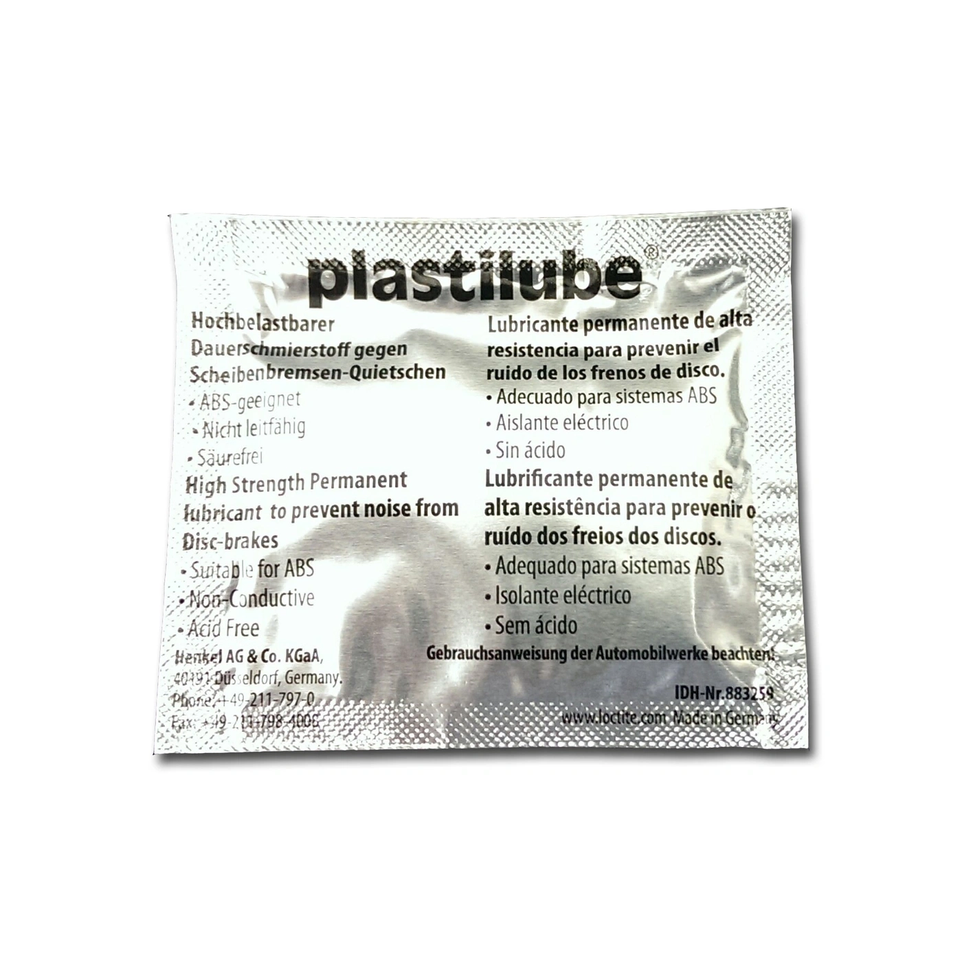 Plastilube product packaging with text describing the product's features and benefits.