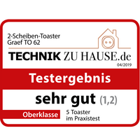Toaster Test Ergebnis: sehr gut (1,2), Oberklasse, Technik zu Hause.de