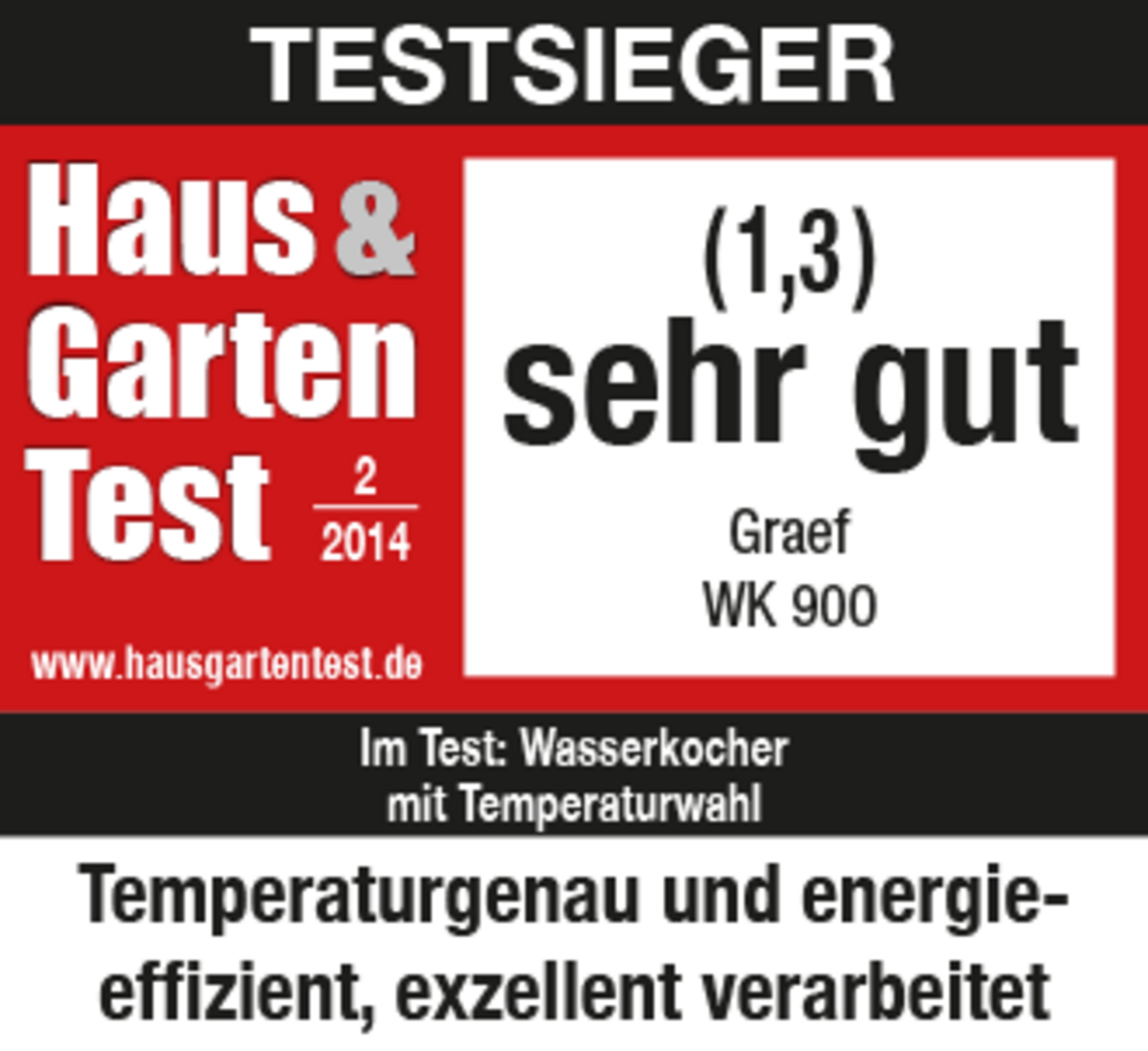 Testsieger Haus & Garten Test 2014, Graef WK 900, sehr gut, Wasserkocher.