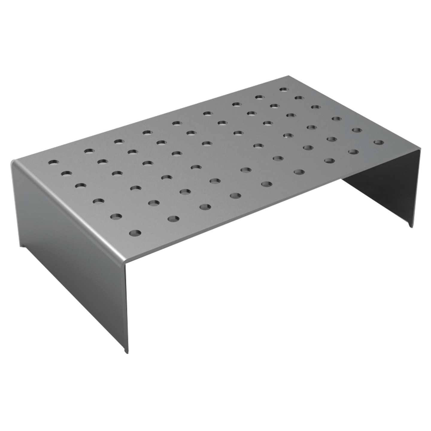 Metallgestell mit Löchern, für Laborzwecke, isoliert auf weißem Hintergrund