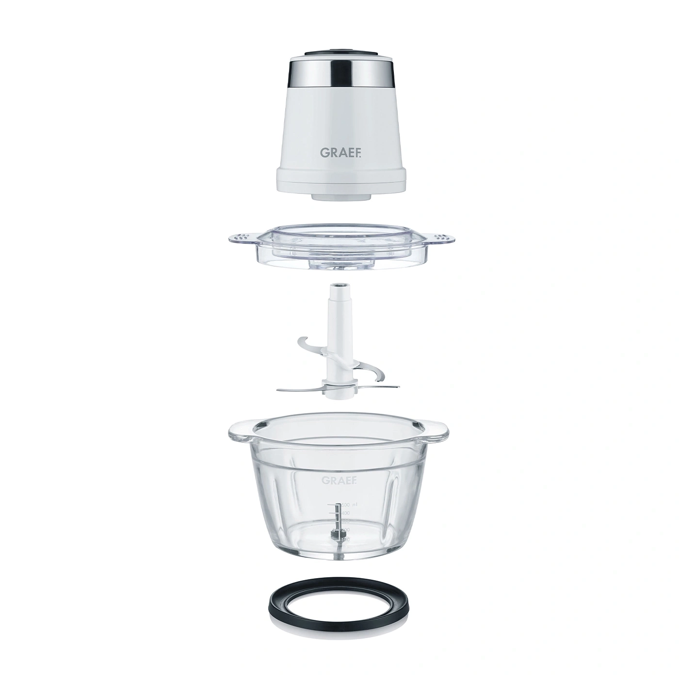 Graef food chopper, disassembled, white, transparent, kitchen appliance, chopping ingredients