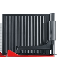 Close-up of a black cutting aid with red elements