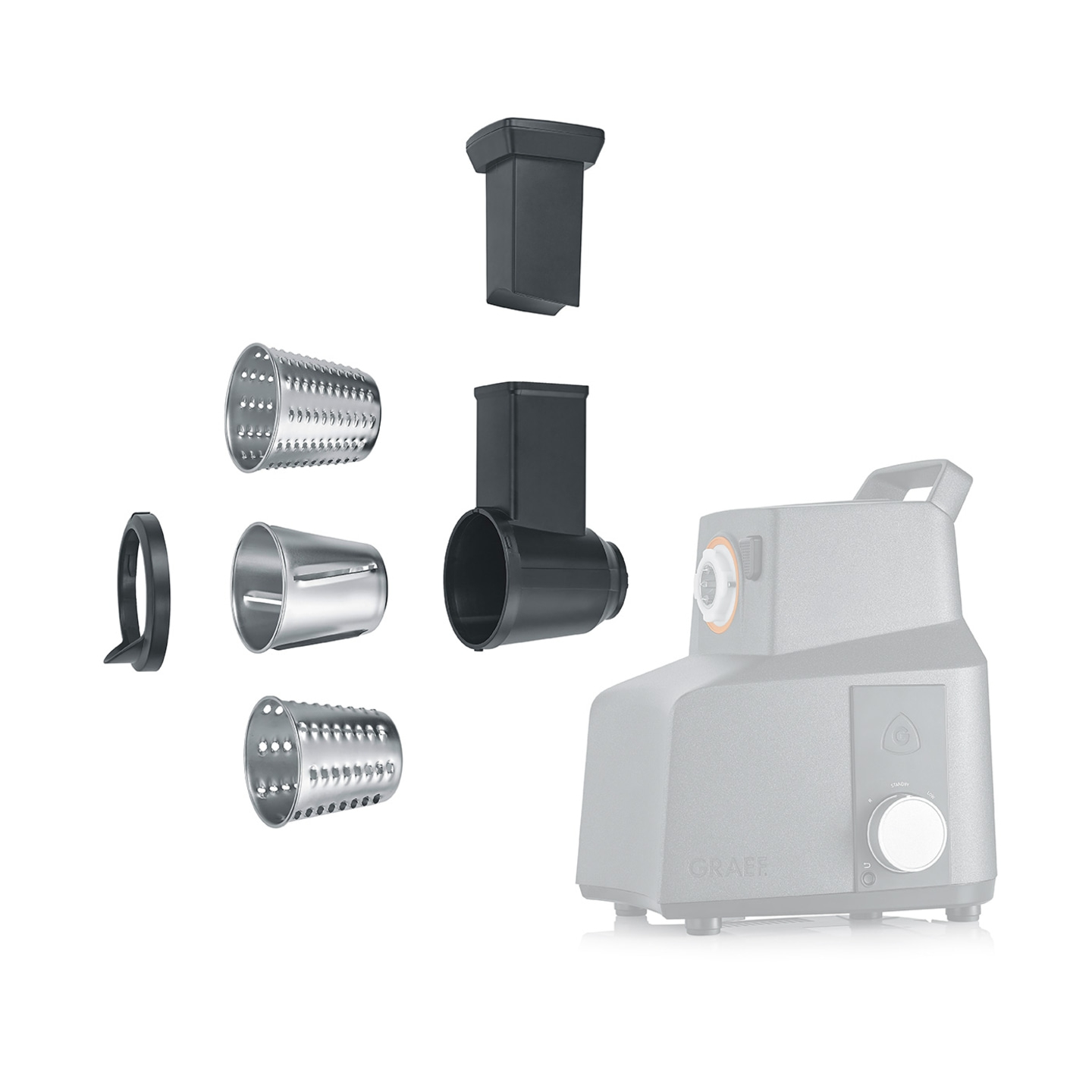 Graef Küchenmaschine mit Zubehör: Reiben, Schneiden, Zerkleinern, Küchenhelfer, Edelstahl