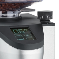 Kaffeemühle mit Display und Einstellrad für die Mahlfeinheit.