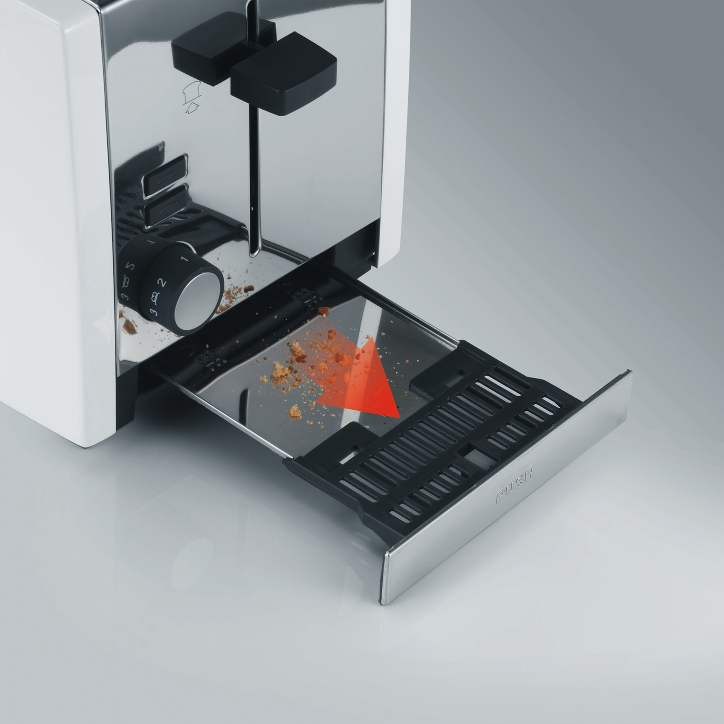 Toaster mit Krümelschublade und Bräunungsgrad-Einstellung