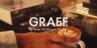 Kaffee mit Logo GRAEF, Text: Für heute. Für morgen. Für dich.