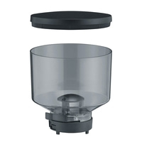 Kaffeemühle mit Deckel und transparentem Behälter, isoliert auf weißem Hintergrund