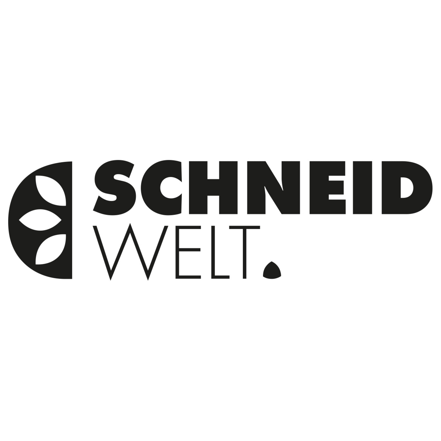 Logo von SCHNEID WELT mit floralem Element und Schriftzug