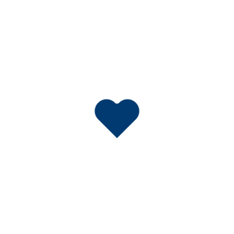 Blaues Herz und schwarze Rechtecke bilden ein Logo auf weißem Hintergrund.