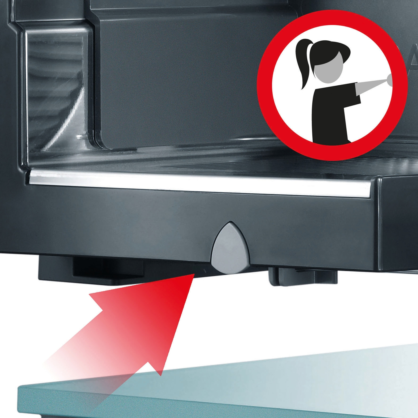 Warnschild, Pfeil, Gerät, Frau, Bedienung, Achtung, Maschine, rot, schwarz, weiß, Symbol