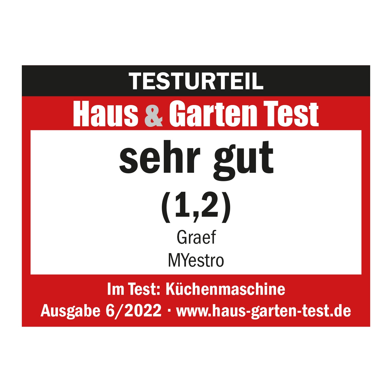 Testurteil Haus & Garten Test sehr gut (1,2) Graef MYestro Küchenmaschine