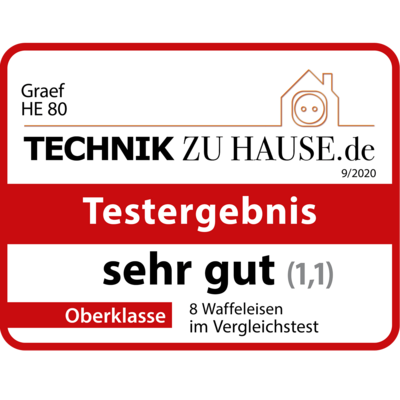 Graef HE 80, Testergebnis sehr gut (1,1), Oberklasse, 8 Waffeleisen im Vergleichstest
