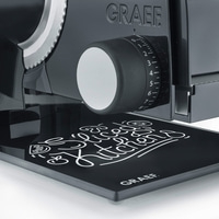Graef slicer, black, close-up, blade, dial, text, kitchen, food, appliance