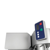 Waage mit blauer Anzeige und Knöpfen zur Gewichtsmessung in Kilogramm oder Pfund.