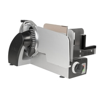 Graef Allesschneider, silberfarben, mit schwarzem Drehknopf und Messereinstellung