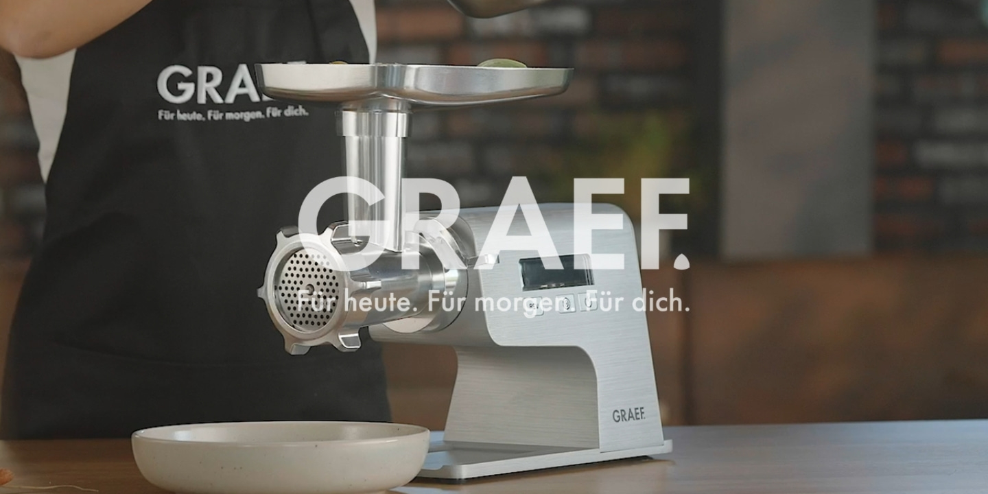 Graef Fleischwolf mit Text: Für heute. Für morgen. Für dich.