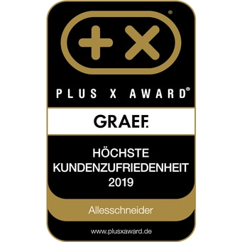 Plus X Award für Kundenzufriedenheit 2019 von Graef, Allesschneider.