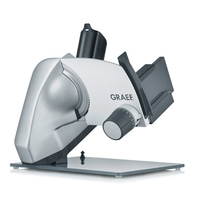 Graef Allesschneider, silber und weiß, mit Einstellrad und Schneidevorrichtung, isoliert