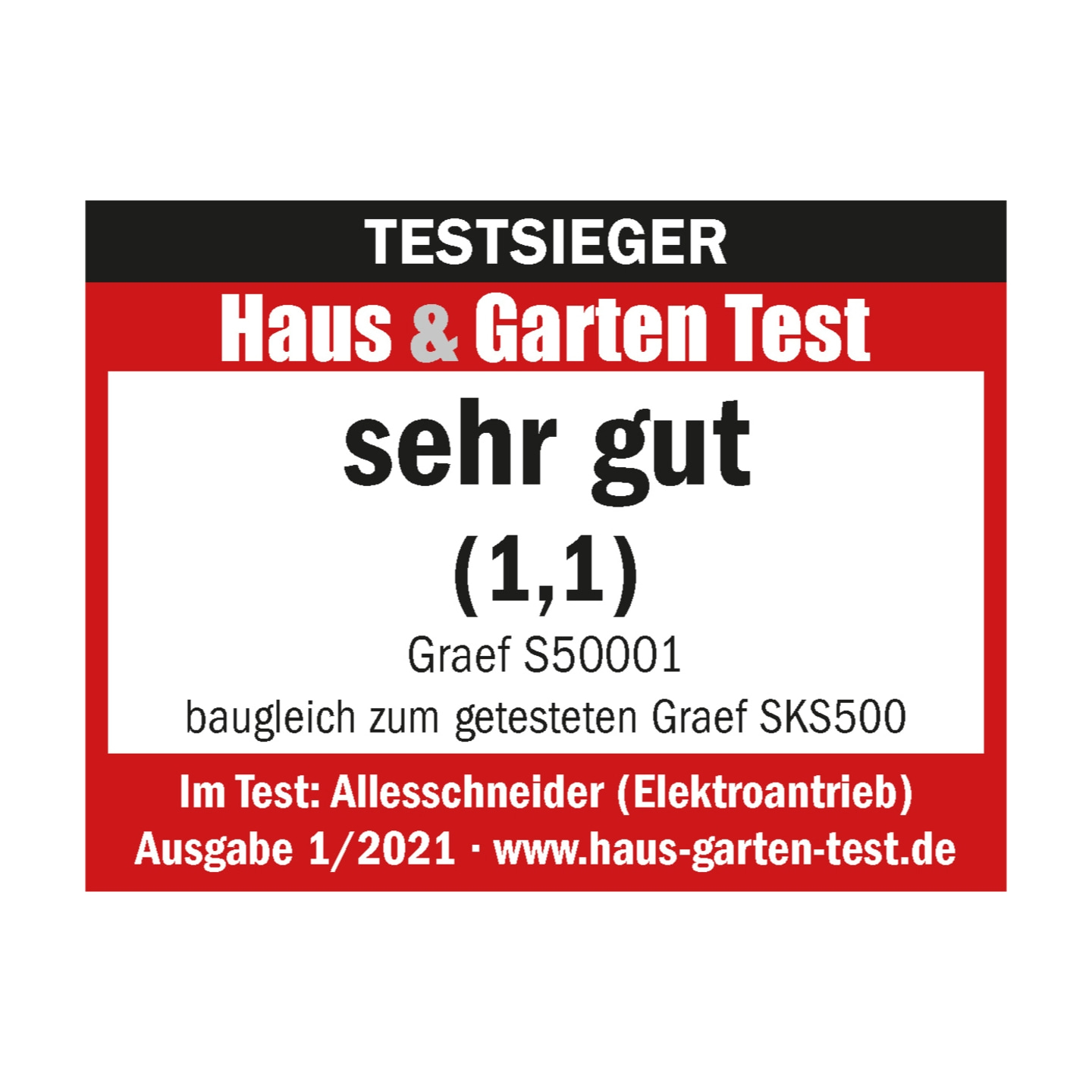Testsieger Haus & Garten Test, sehr gut (1,1), Graef S50001, Allesschneider, Ausgabe 1/2021