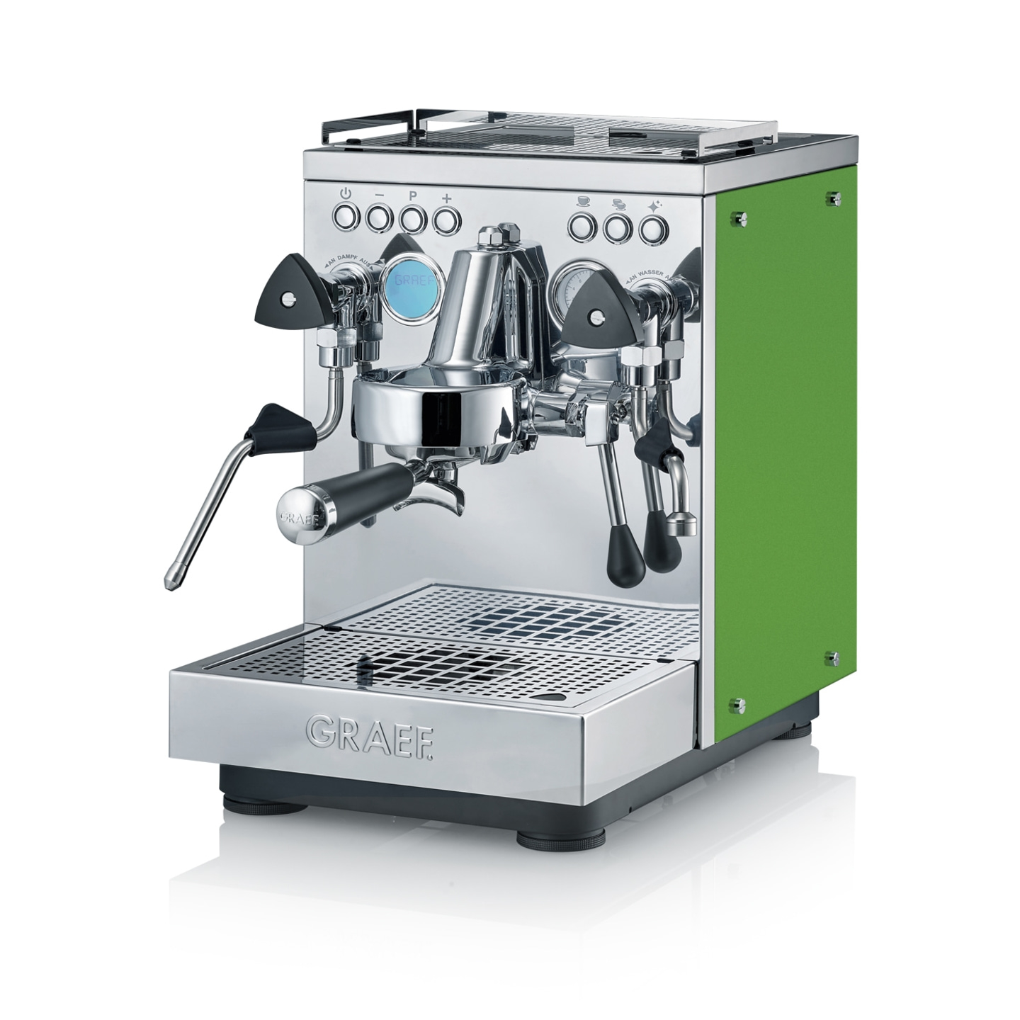 Graef Espressomaschine, grün, Edelstahl, professionelles Design, Kaffeezubereitung