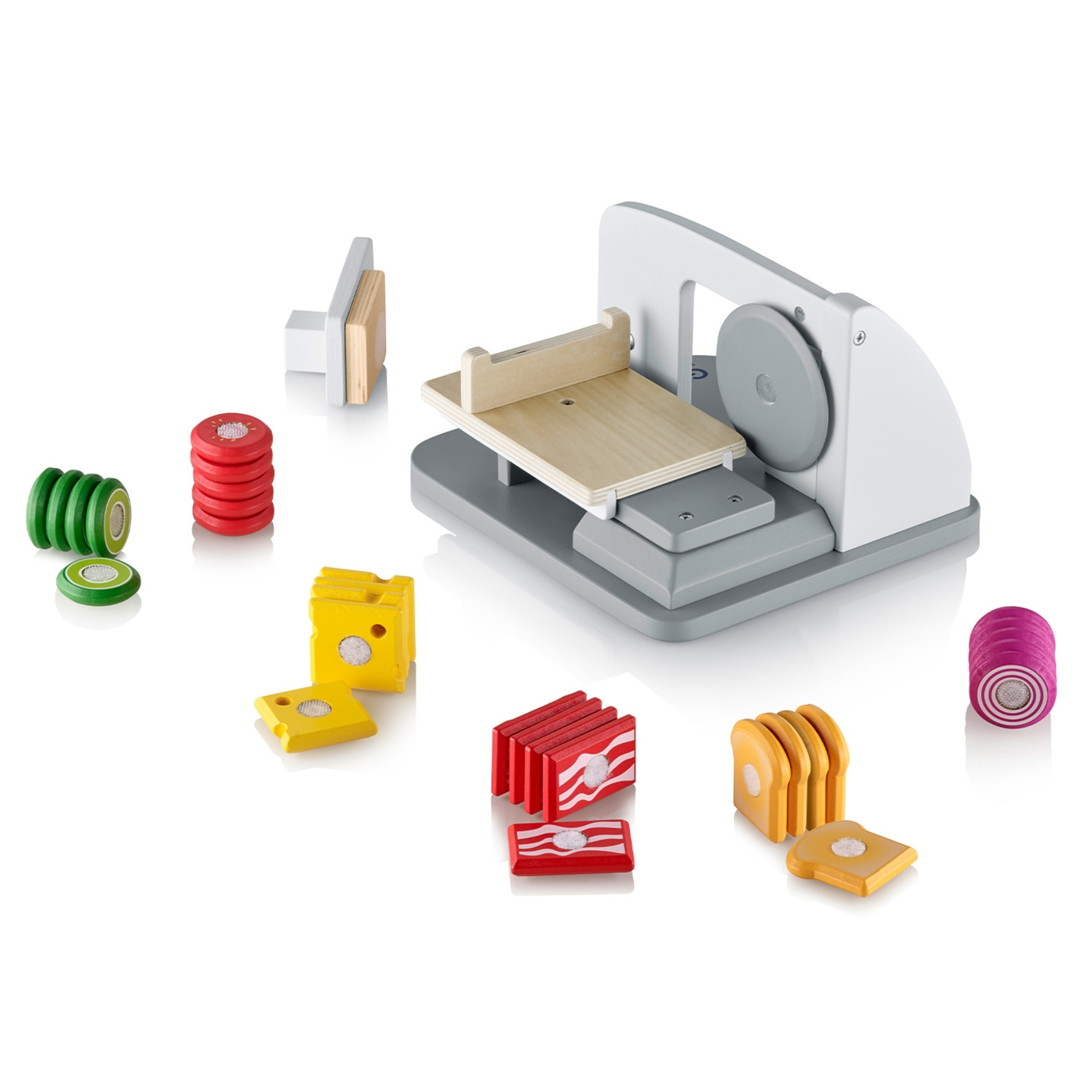 Spielzeug-Lebensmittel mit Spielzeug-Schneidemaschine, Holzspielzeug, Kinderküche