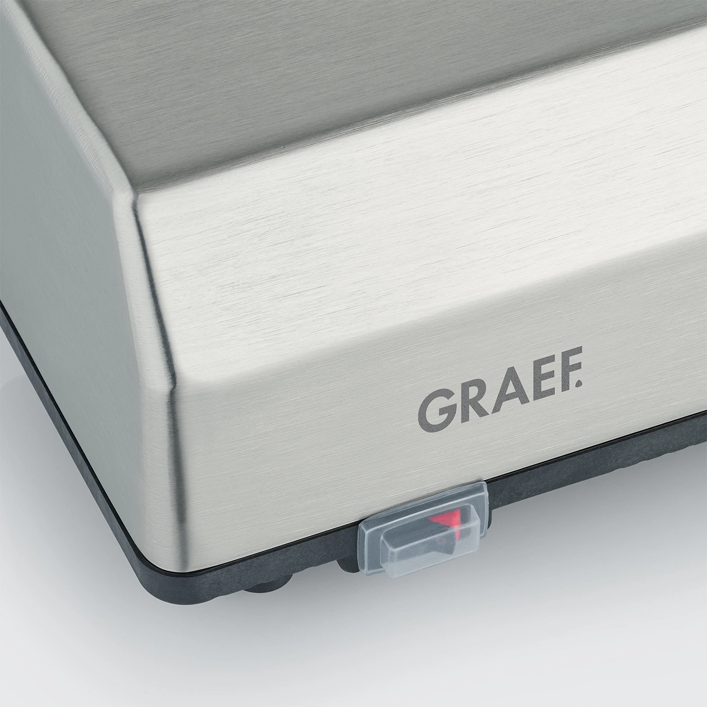 Graef appliance, metal, detail, switch, logo, stainless steel, close-up, technology, design, modern