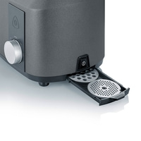 Fleischwolf mit Zubehör, grau, Nahaufnahme, Detail, Bedienfeld, Knöpfe, Schublade, Metallplatten