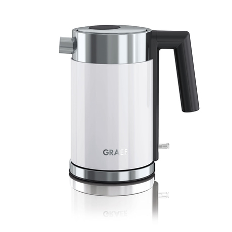 Elektrischer Wasserkocher, weiß, Edelstahl, Griff, GRAEF, modernes Design, Küche