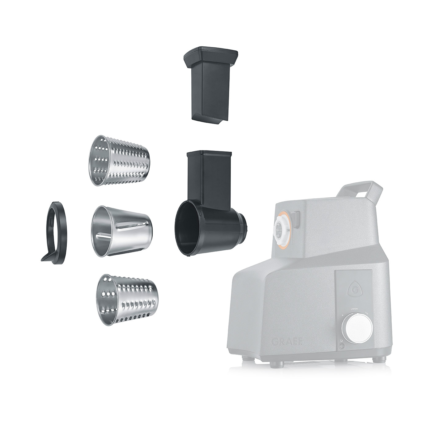 Graef Küchenmaschine mit Zubehör: Reiben, Schneiden, Zerkleinern, Küchenhelfer, Edelstahl