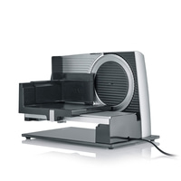 Graef Allesschneider, silberfarben, elektrisch, mit Schneidmesser, für Lebensmittel.