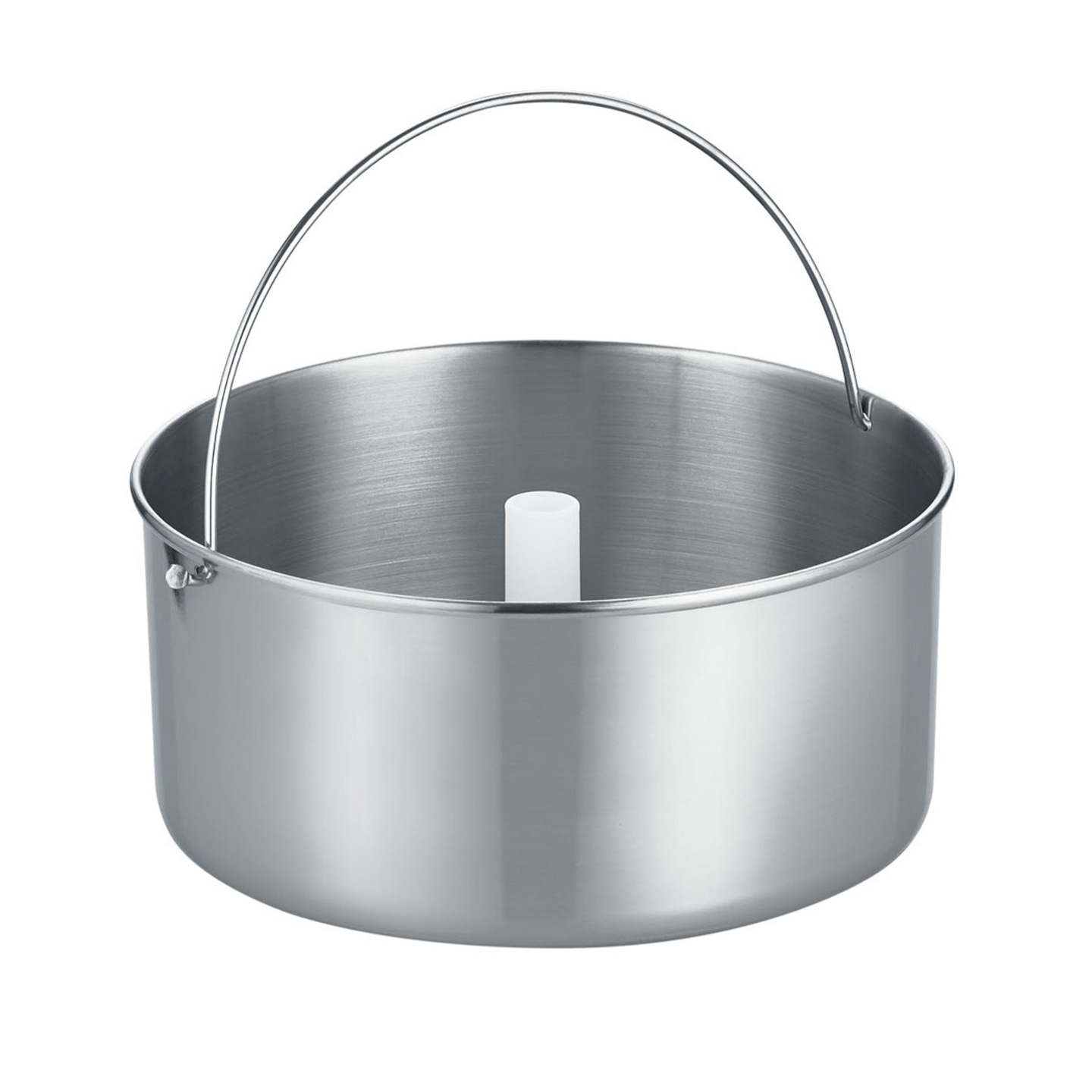 Metall-Backform mit Griff und Mittelrohr für Kuchen, isoliert