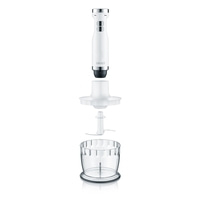 Zerlegter Stabmixer mit Zubehör, weiß, GRAEF, isoliert, Küche, Gerät