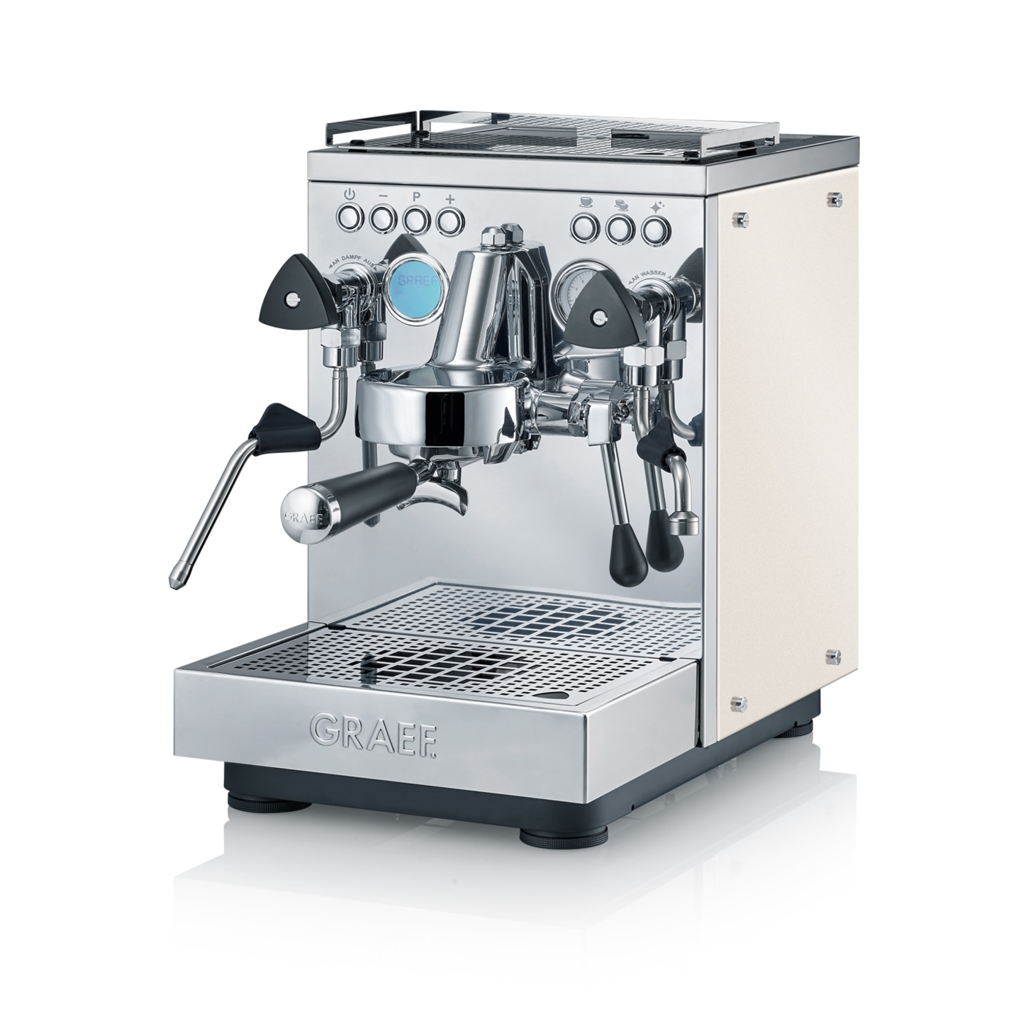 Graef Espressomaschine, Edelstahl, cremefarben, professionell, Kaffeezubereitung