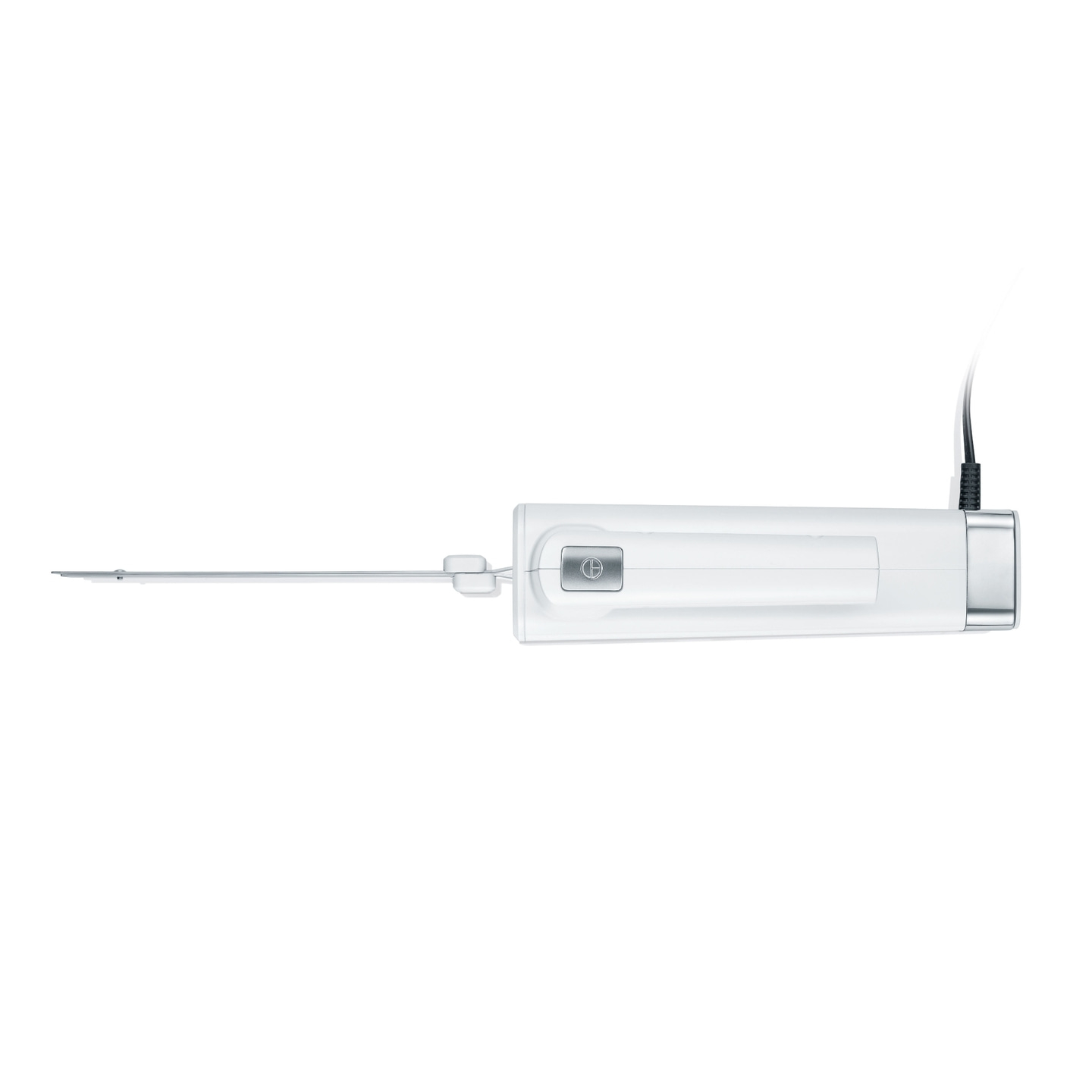 Medizinisches Gerät mit Nadel und Kabel, weißes Design, isoliert auf weißem Hintergrund