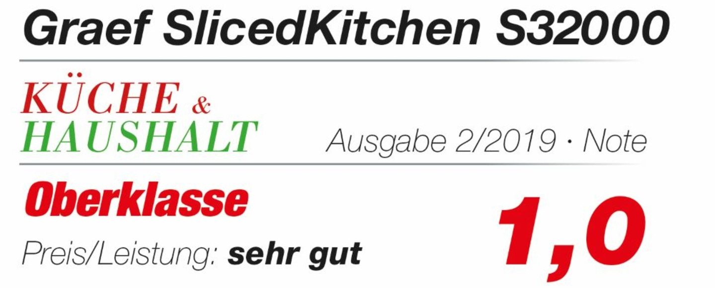 Graef SlicedKitchen S32000 Bewertung: 1,0, Ausgabe 2/2019, Oberklasse, Preis/Leistung: sehr gut