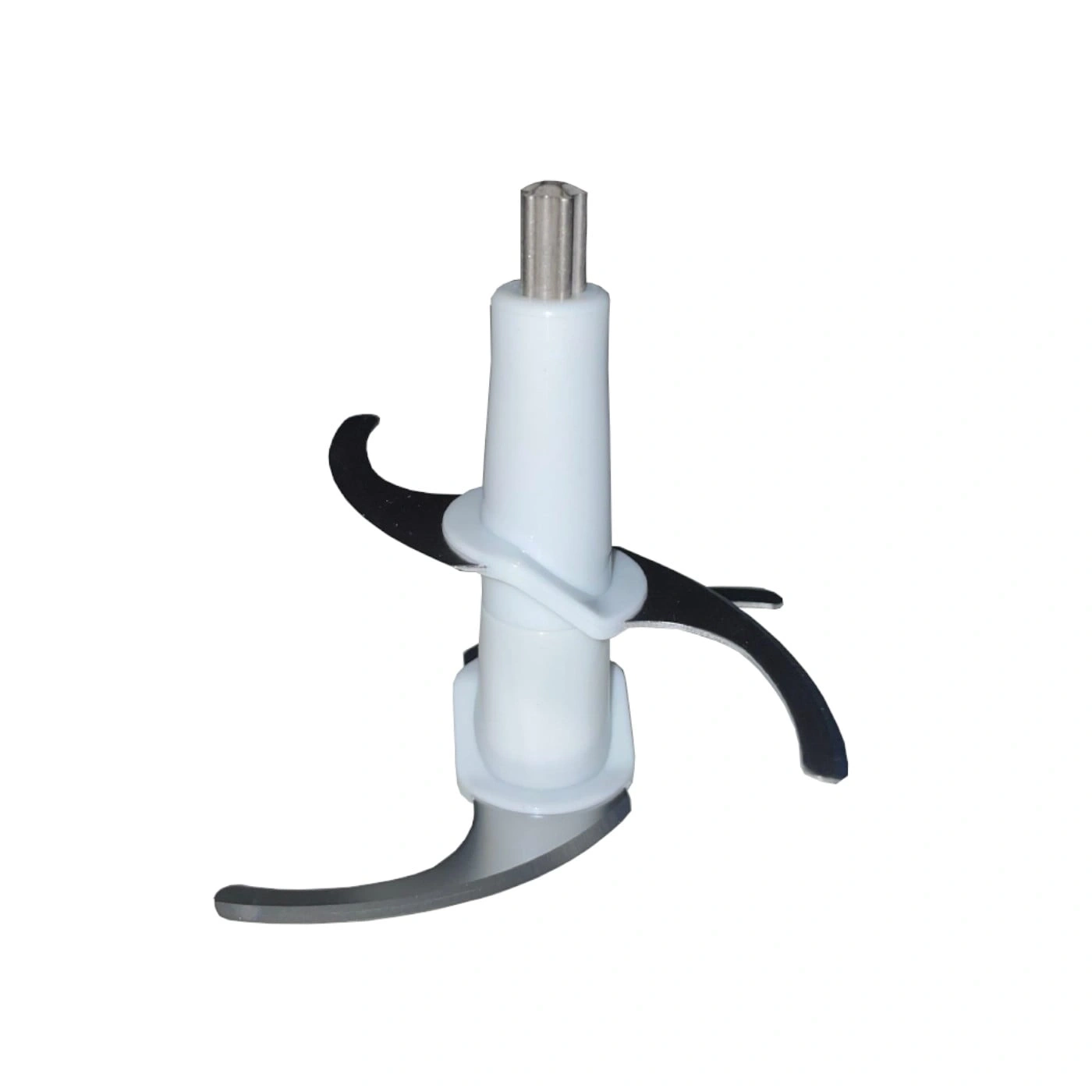 Food processor chopping blades, white and metallic, isolated on white background
