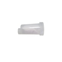 White plastic part with cylindrical shape and a small protrusion