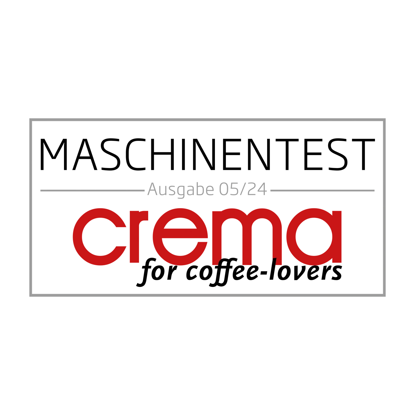Logo with black text on gray background and red circle