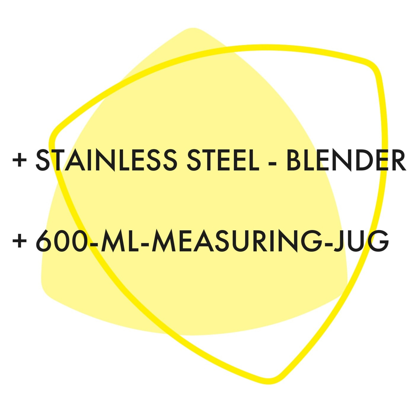 Edelstahl-Blender und 600-ml-Messbecher auf gelbem Hintergrund