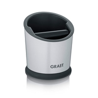 Silver Graef tamper station with black rim and handle, perfect for coffee lovers and baristas