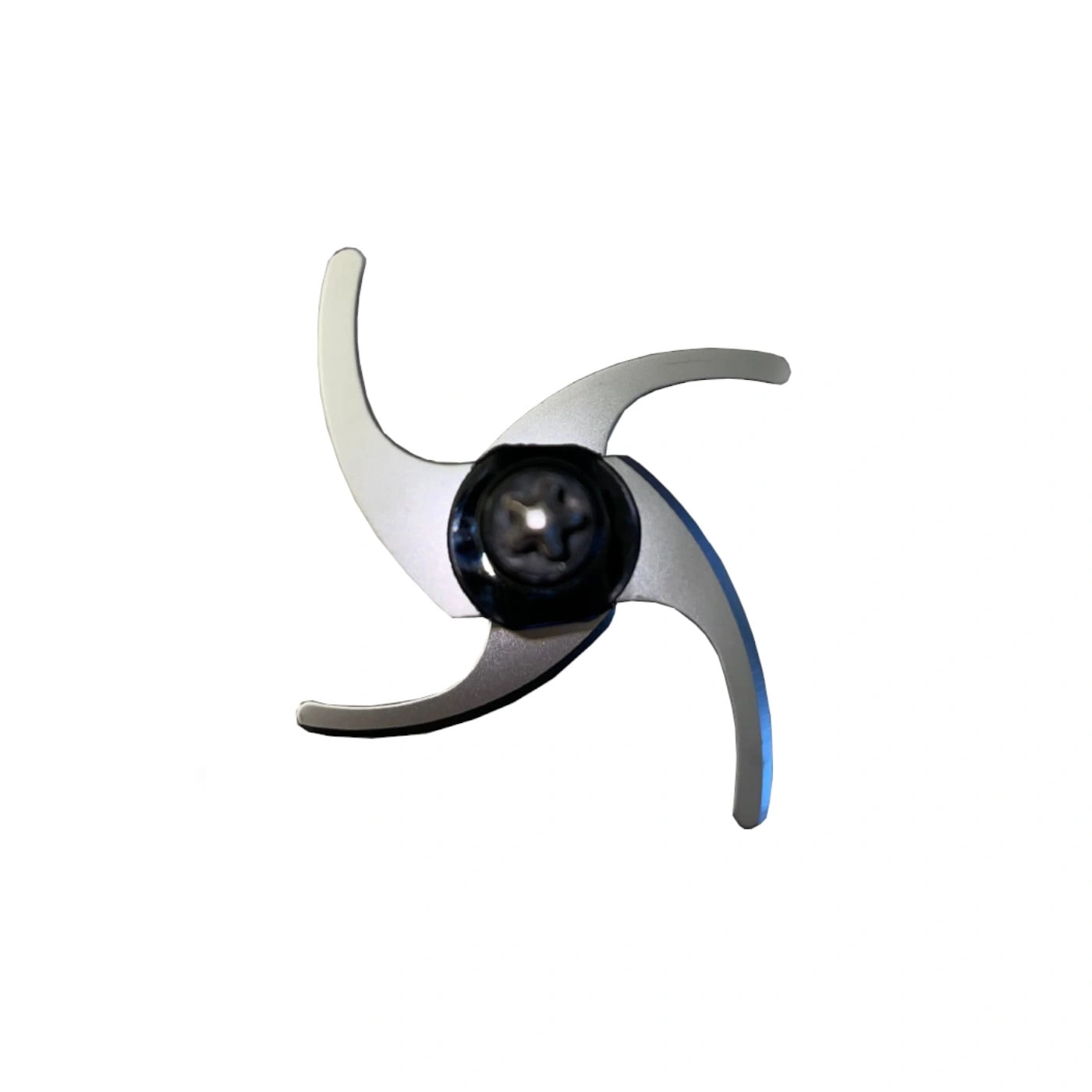 Metal blade mixer part, sharp and curved, for kitchen appliances.