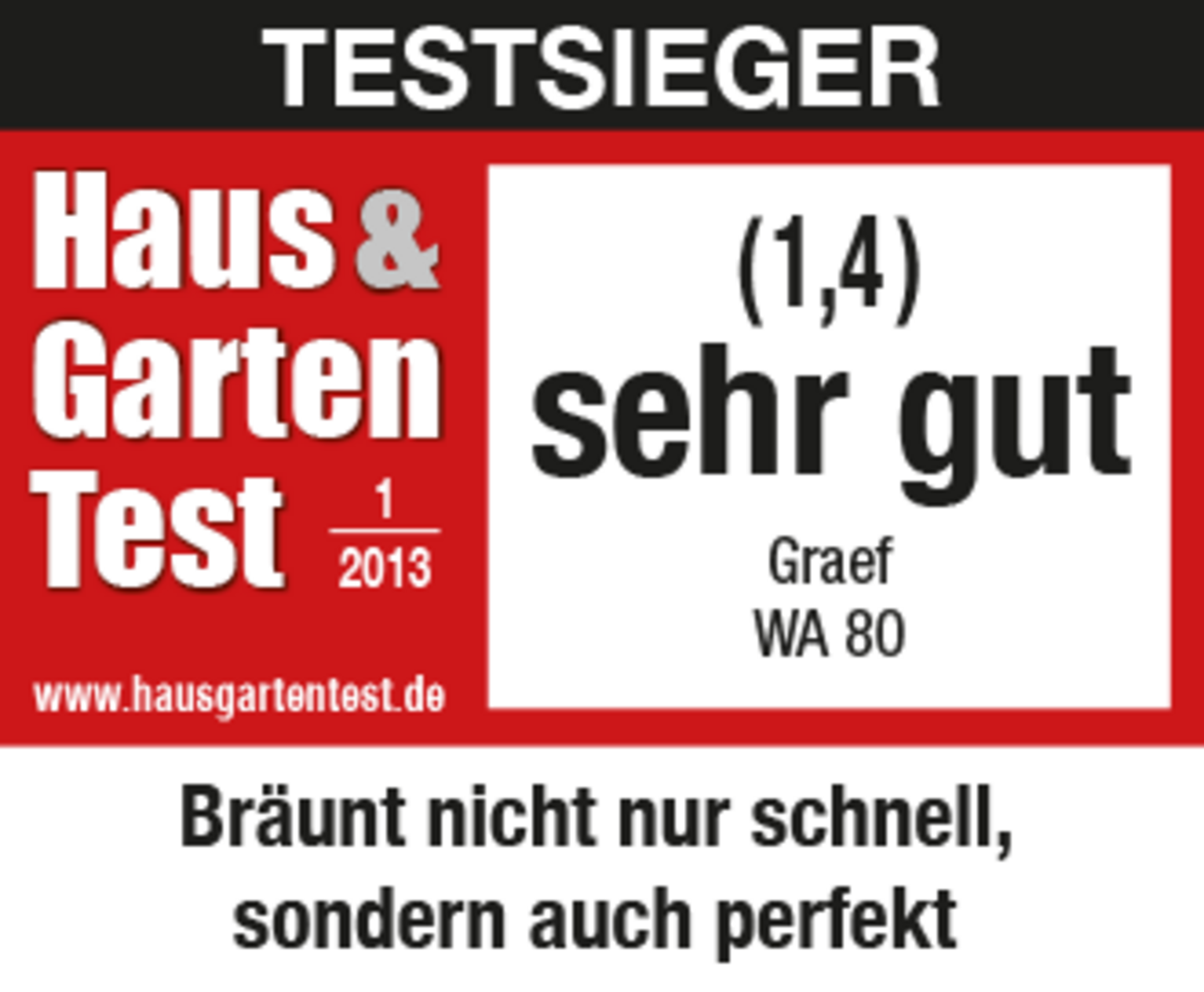 Testurteil von Haus & Garten Test 2013: Sehr gut (1,4) für Graef WA 80.