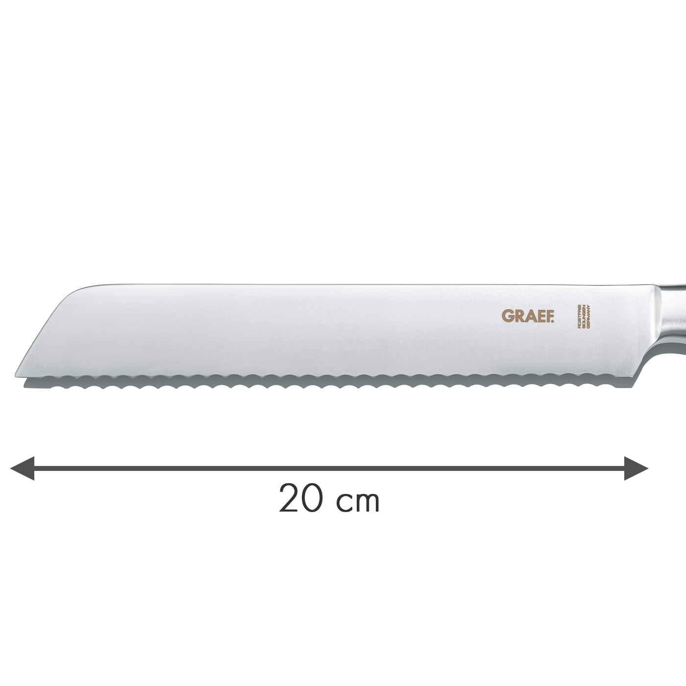 Graef bread knife, 20 cm, serrated, stainless, cutting bread, kitchen, Germany