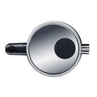 Topf mit Griff und Deckel, glänzend, isoliert auf weißem Hintergrund