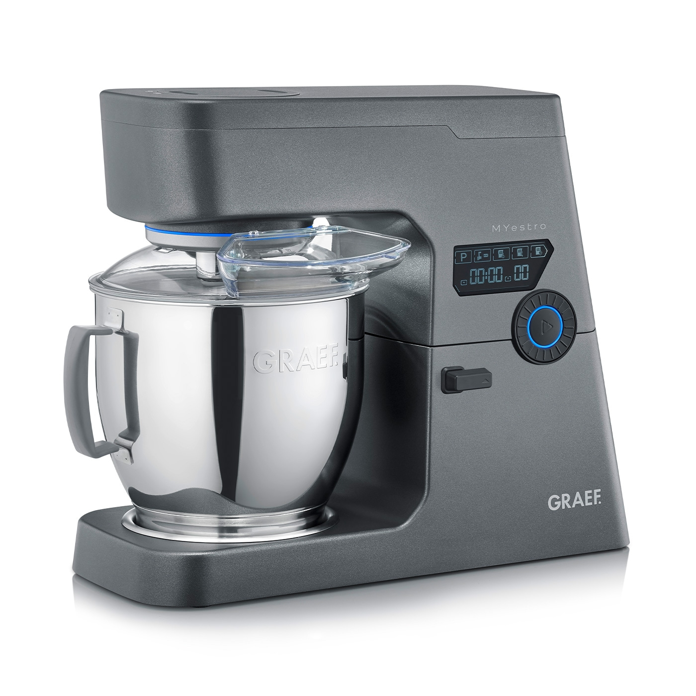 Graef Küchenmaschine, grau, mit digitalem Display und Edelstahl-Schüssel